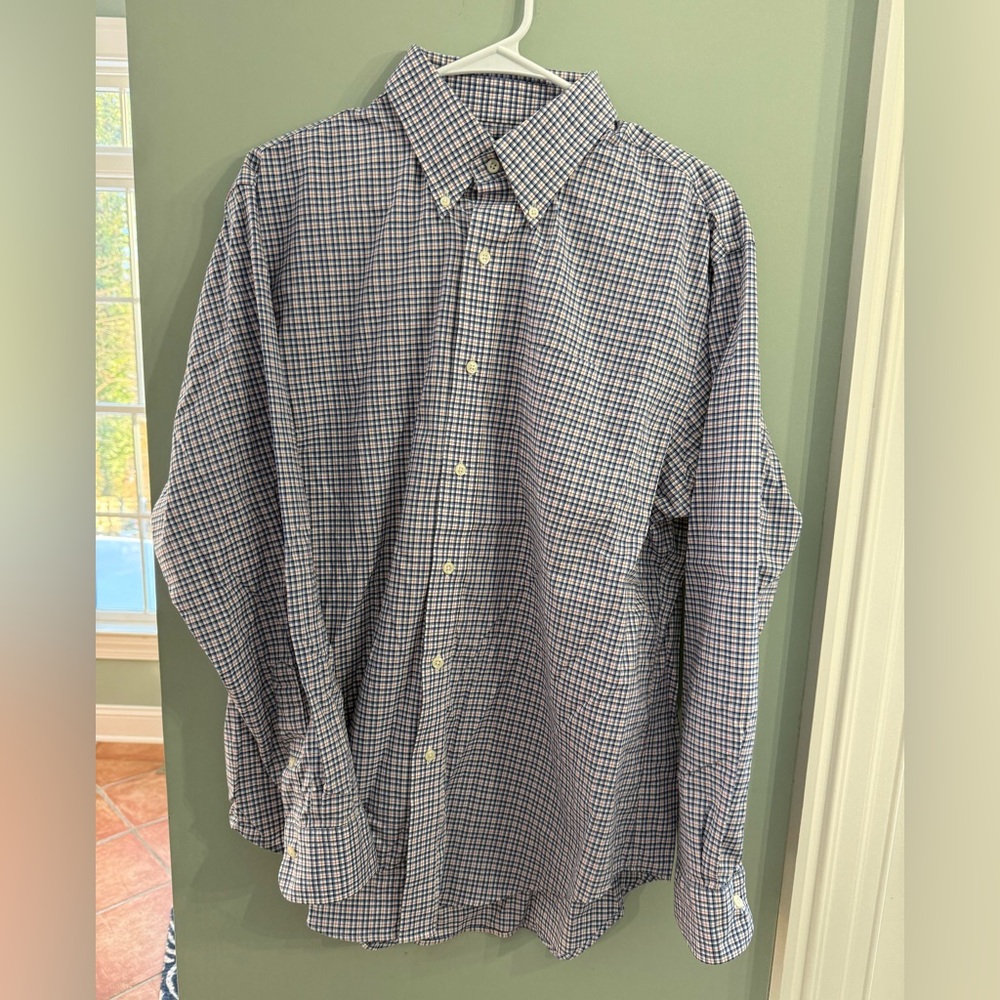 Ralph Lauren Men's Navy and White Plaid Shirt